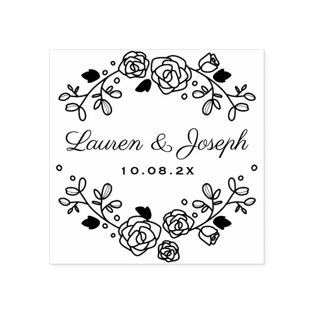 floral botanical wedding custom rubber stamp (Imprint)