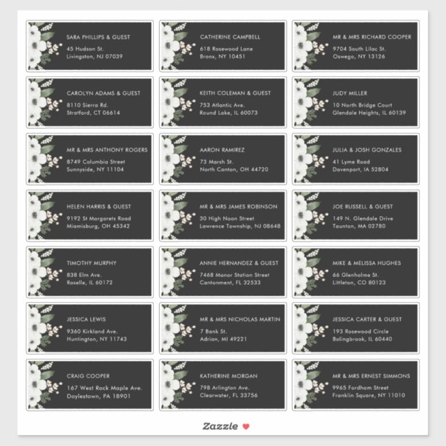 Floral Botanical Wedding Guest Address Labels (Sheet)