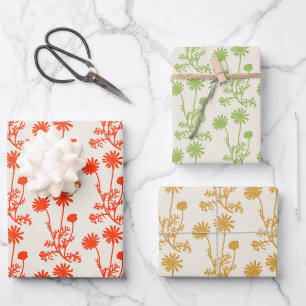 Floral Botanical Wild Daisies Vintage Patterned Wrapping Paper Sheet