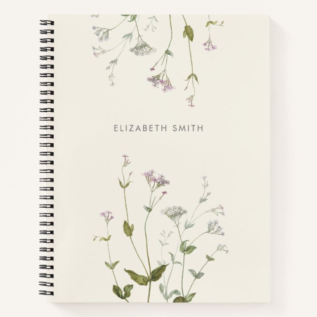 Floral Botanical Wildflower Personalised Notebook (Front)