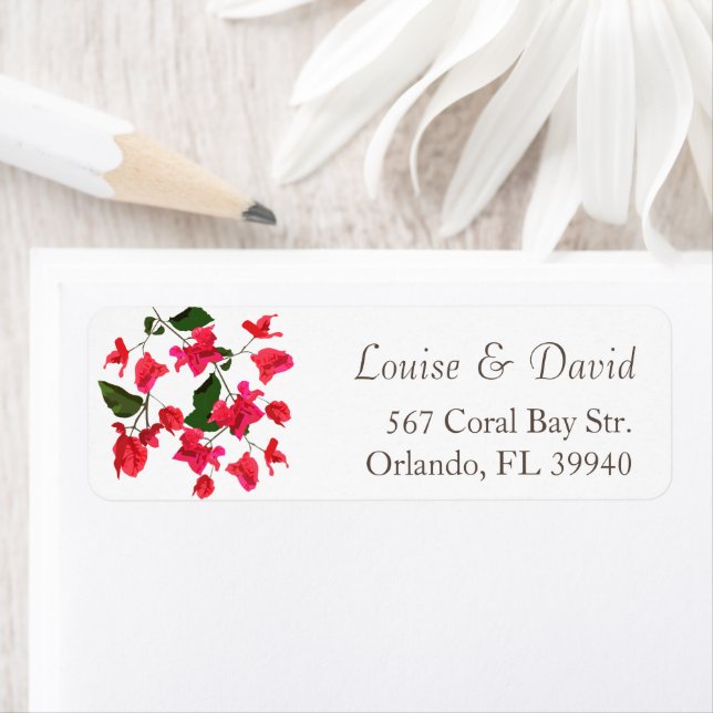 Floral Bougainvillea Return Address Label (Insitu)