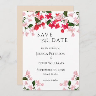 Floral Bougainvillea Save the Date Card