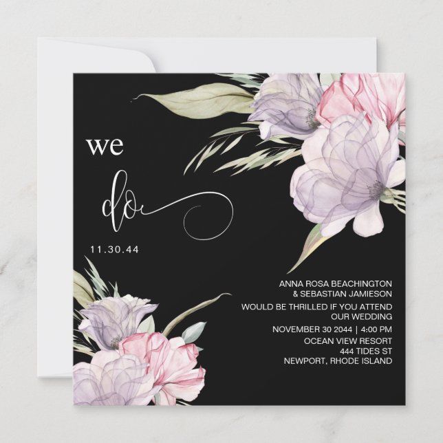*~* Floral Bouquet AR15 RSVP BLUSH QR WEDDING Invitation (Front)