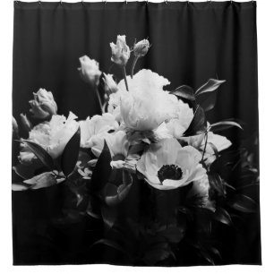 Floral bouquet arrangement: classic monochrome shower curtain