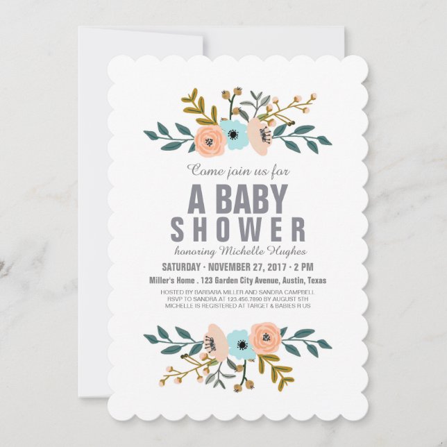 Floral Bouquet Baby Shower Invitation (Front)