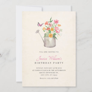 Floral bouquet birthday invitation