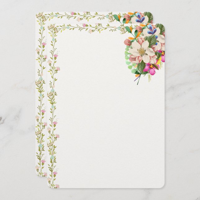Floral Bouquet Blank Invitation (Front/Back)