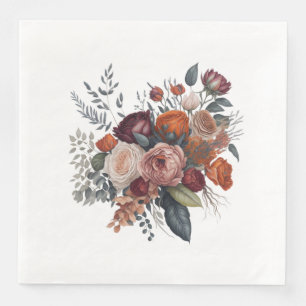Floral Bouquet Boho Style Flowers Artwork 2  Napkin
