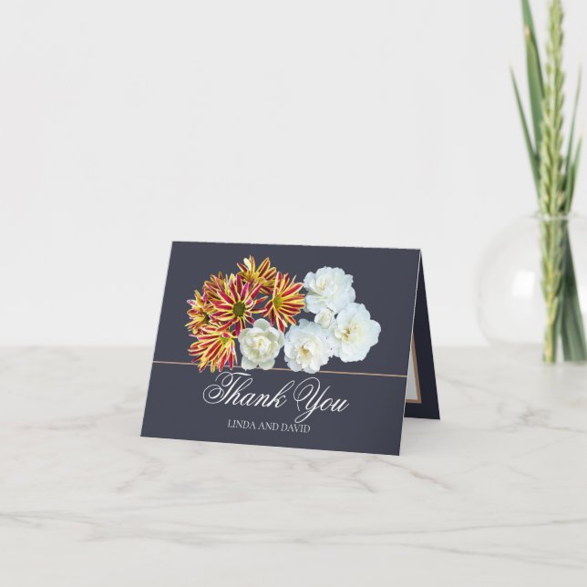 Floral Bouquet Botanical Flower Wedding Thank You  (Front)