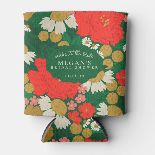 Floral Bouquet Bridal Shower Can Cooler (Front)