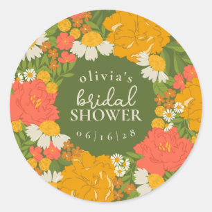 Floral Bouquet Bridal Shower Classic Round Sticker
