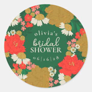 Floral Bouquet Bridal Shower  Classic Round Sticker