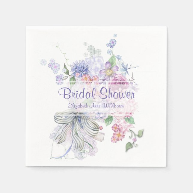 Floral Bouquet Bridal Shower Paper Napkins (Front)