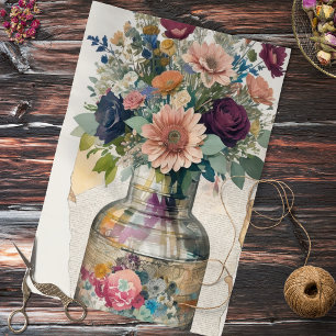 Floral Bouquet Collage Decoupage Tissue Paper