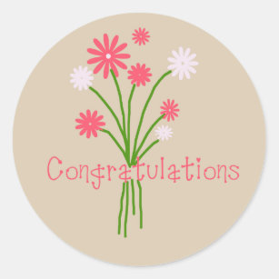 Floral Bouquet Congratulations Classic Round Sticker