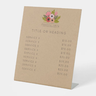 Floral Bouquet Custom Editable Table Shelf Sign