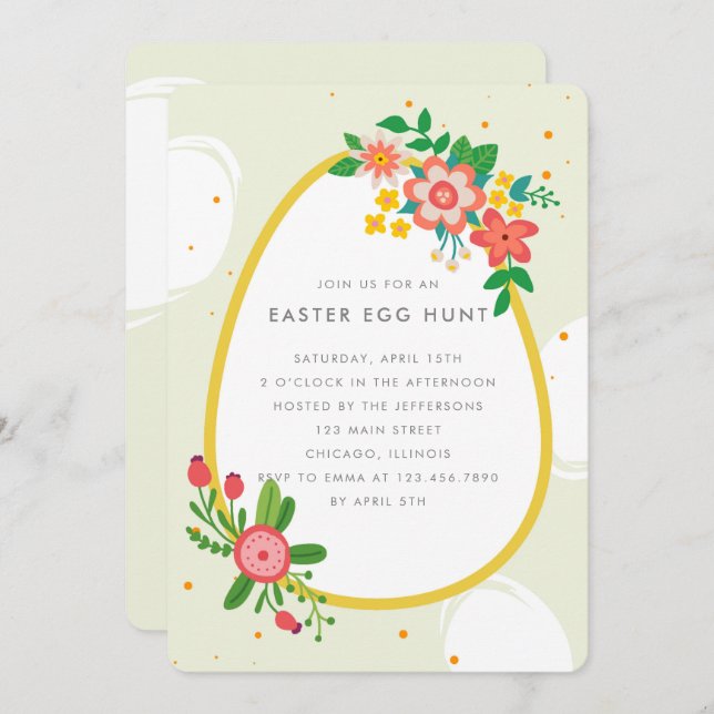 Floral Bouquet Easter Egg Party Invitation (Front/Back)