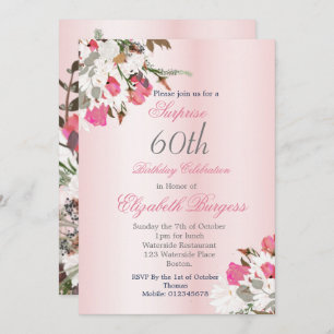Floral Bouquet Elegant Pink 60th Birthday Invitation