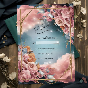 Floral Bouquet Fine Selection Luxury Wedding RSVP Card