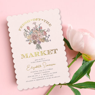 Floral Bouquet Fresh off the Market Bridal Shower Invitation