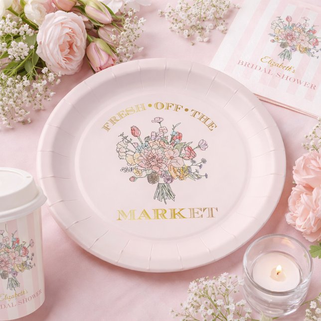 Floral Bouquet Fresh off the Market Bridal Shower Paper Plate (Floral Bouquet Fresh off the Market Bridal Shower Paper Plates)