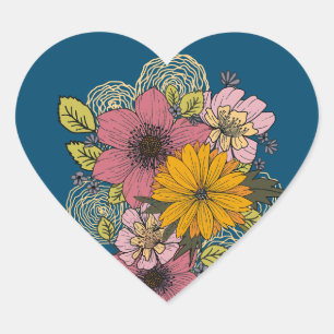Floral Bouquet Heart Sticker