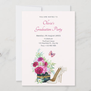Floral bouquet heels Graduation  Invitation