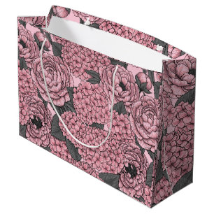 Floral bouquet in pink large gift bag