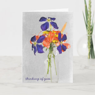 floral bouquet in retro bottle card