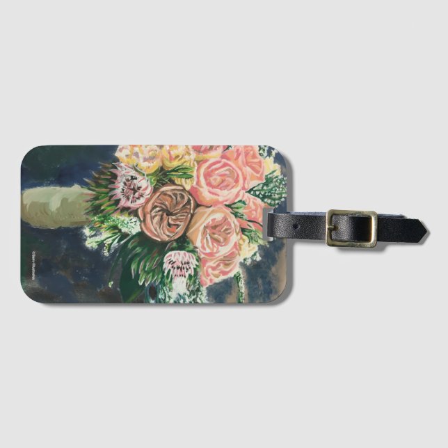 Floral Bouquet Luggage Tag with Card Holder (Front Horizontal)