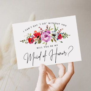 Floral Bouquet Maid of Honour Card