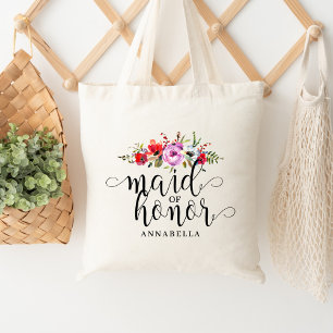 Floral Bouquet Maid of Honour Tote Bag