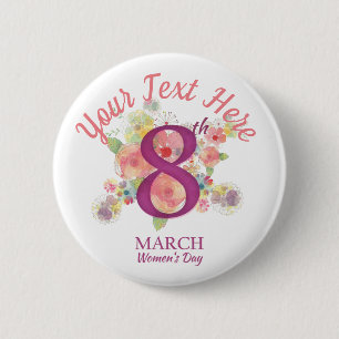 Floral Bouquet March 8 International Woman's Day 6 Cm Round Badge