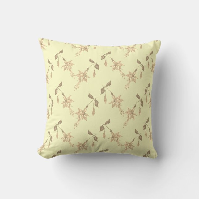 Floral Bouquet Neutral Pattern Throw Pillow (Front)