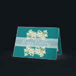 Floral Bouquet Orchid Flower Aqua Girl Birthday Card<br><div class="desc">Clusters of white, veined orchids against an aqua-turquoise colour background. The flowers surround the birthday greeting text which uses an attractive script typography font against a white translucent sash. The flowers cover the front of this card which can be used as a thank you card, a birthday card, or any...</div>