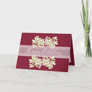 Floral Bouquet Orchid Flower Red Girl Birthday Card