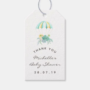 Floral Bouquet Parachute Baby Shower Thank You Gift Tags