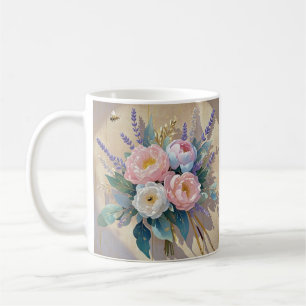 Floral Bouquet peonies lavender Coffee Mug