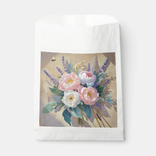 Floral Bouquet peonies lavender Favour Bag