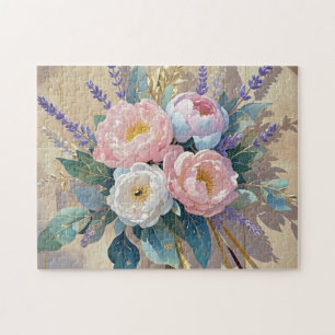 Floral Bouquet peonies lavender Jigsaw Puzzle
