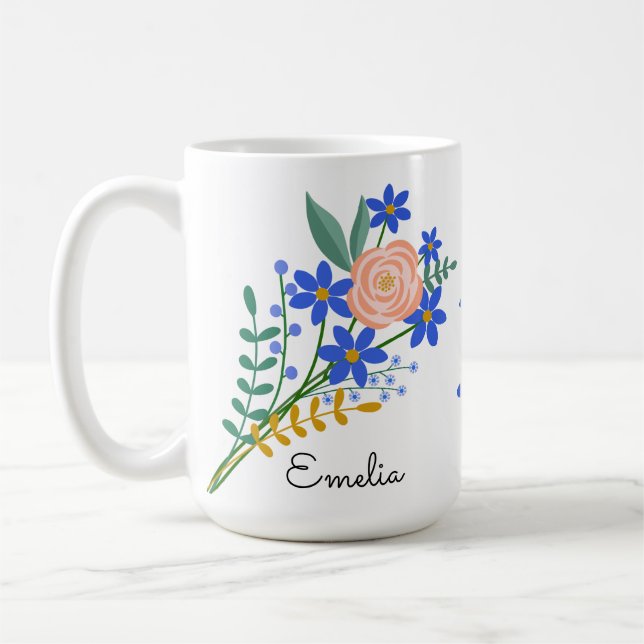 Floral Bouquet Personalised Mug (Left)