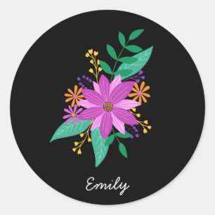 Floral Bouquet Personalised Round Sticker