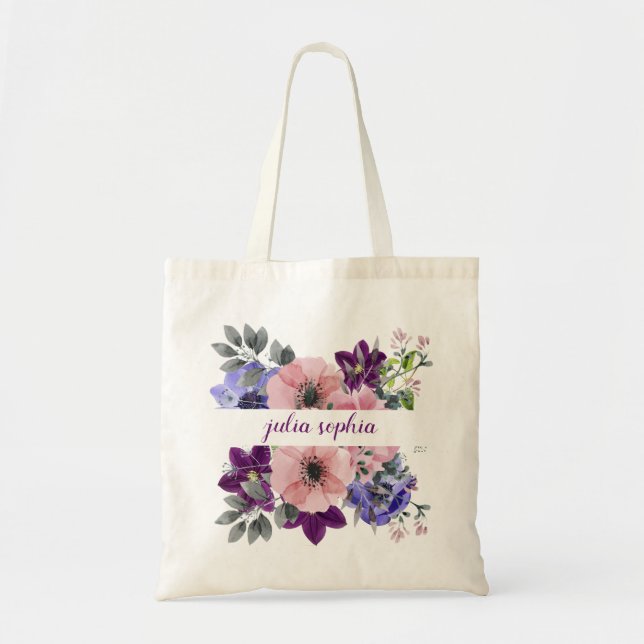 Floral Bouquet Personalised Tote Bag (Front)