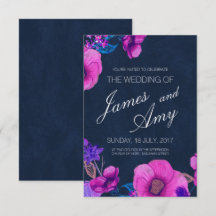 Floral Bouquet - Pink Purple - Wedding Invitation
