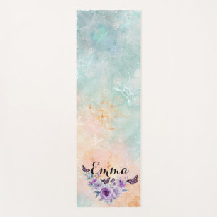 Floral bouquet purple garden yoga mat