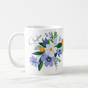 Floral Bouquet Purple Orange Coffee Mug