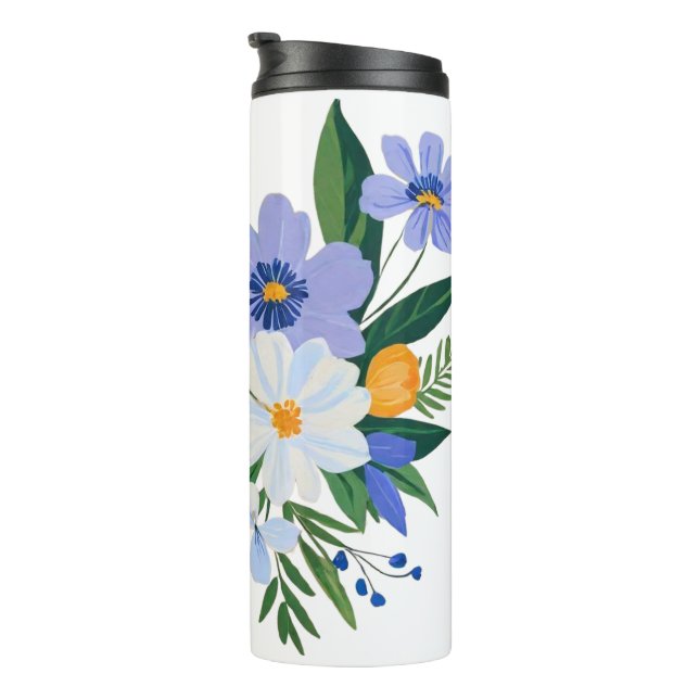 Floral Bouquet Purple Orange Thermal Tumbler (Rotated Right)