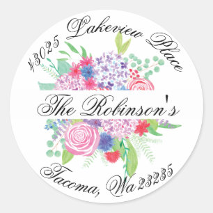 Floral Bouquet Return Address Label-Seal Classic Round Sticker