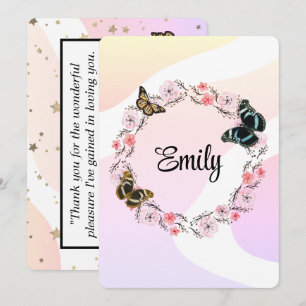 Floral bouquet romantic serenity butterflies invitation