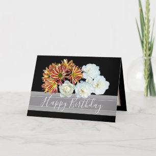 Floral Bouquet Rose Daisy Peony Flowers Birthday Card